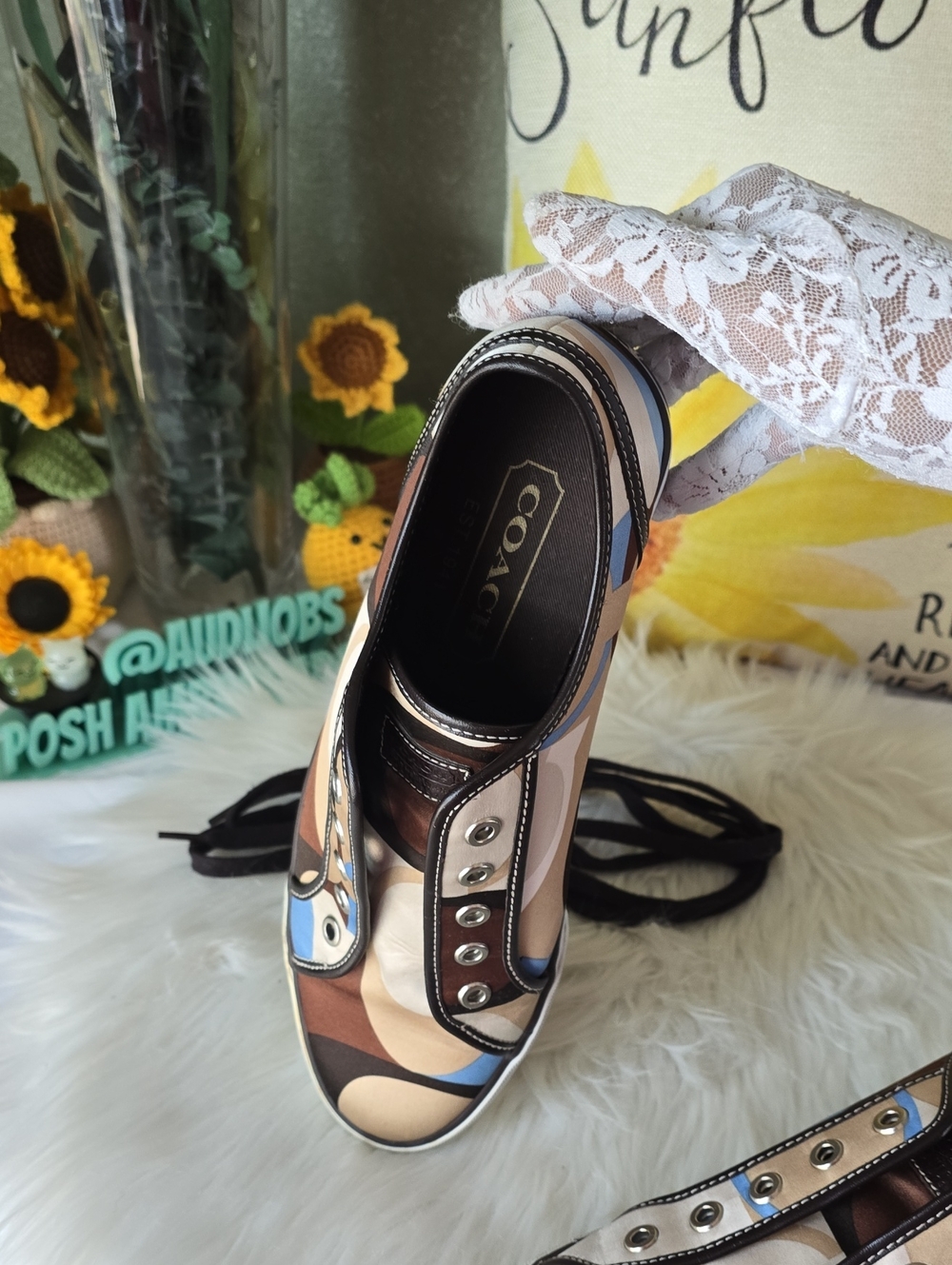 Coach DALIA Scarf Print Women's Slip-On Canvas Sneakers in Multicolor Pattern - Picture 9 of 16